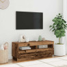 Mueble TV luces LED madera ingeniería envejecida 100x35x40 cm 4