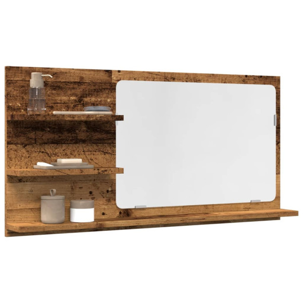 Espejo mueble de baño madera ingeniería envejecida 90x11x45 cm D