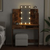 Tocador con luces LED madera envejecida 96x40x142 cm 4
