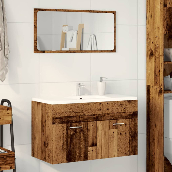 Mueble de lavabo madera ingeniería envejecida 90x38.5x46 cm M 3