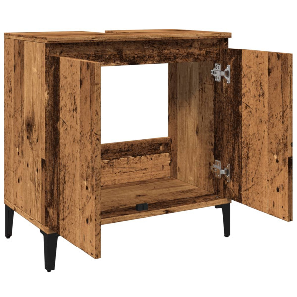 Mueble de lavabo madera de ingeniería envejecida 58x33x60 cm M 5