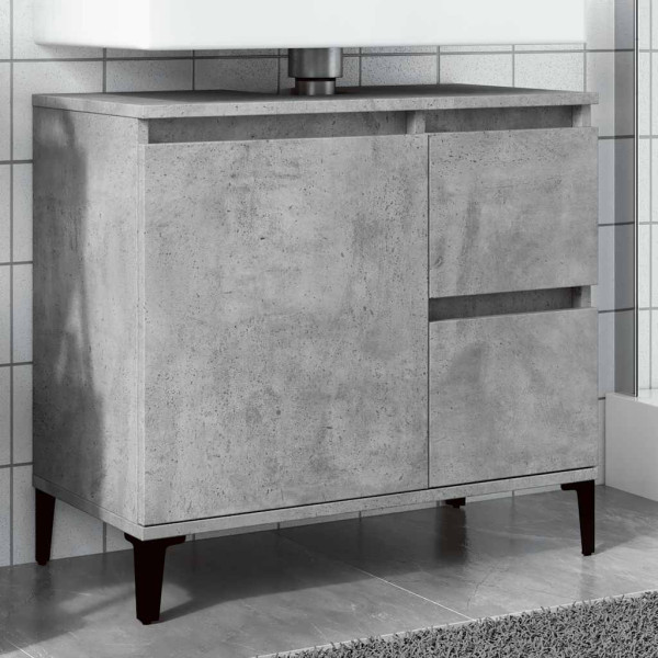 Mueble de lavabo madera ingeniería gris hormigón 65x33x60 cm D
