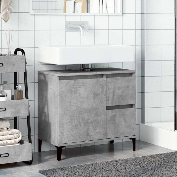 Mueble de lavabo madera ingeniería gris hormigón 65x33x60 cm M 3