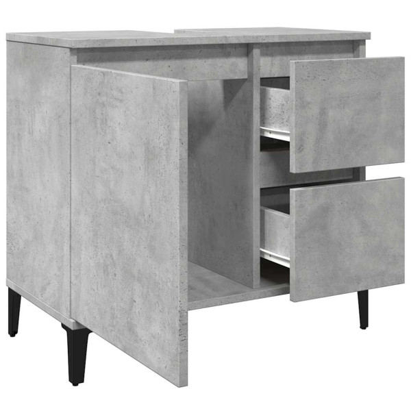 Mueble de lavabo madera ingeniería gris hormigón 65x33x60 cm M 5