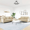 3 pcs conjunto de sofás com apoio de pés tecido cor creme 3