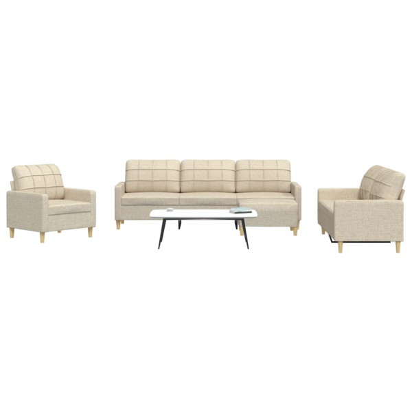 Juego de sofás con reposapiés 4 piezas tela crema D