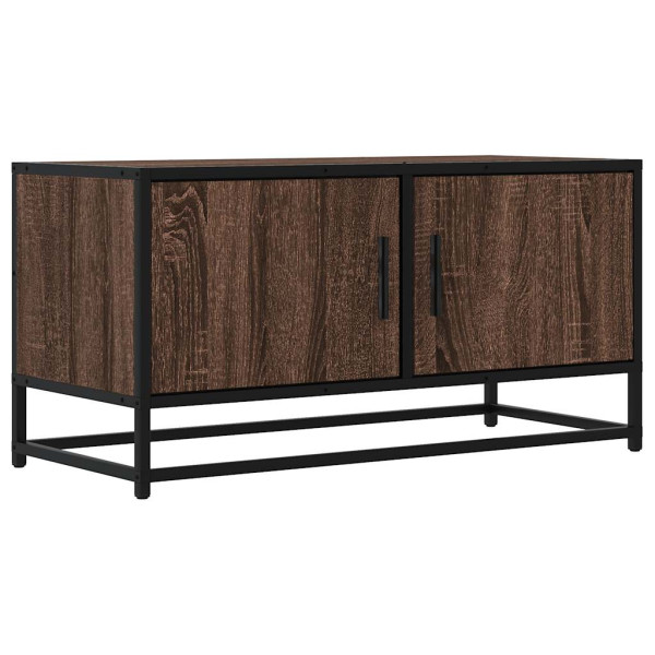 Mueble TV metal y madera ingeniería marrón roble 80x34.5x40 cm M 2