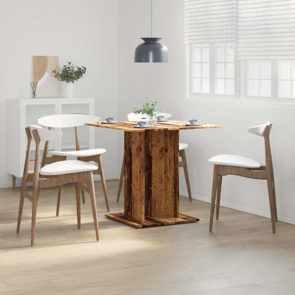 Mesa de comedor madera de ingeniería envejecida 80x80x75 cm M 3