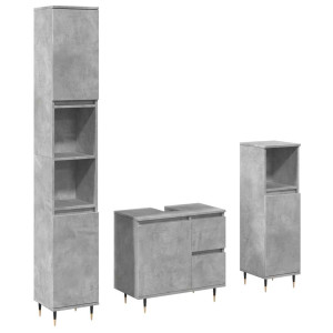 Set muebles de baño 2 piezas madera contrachapada gris hormigón H