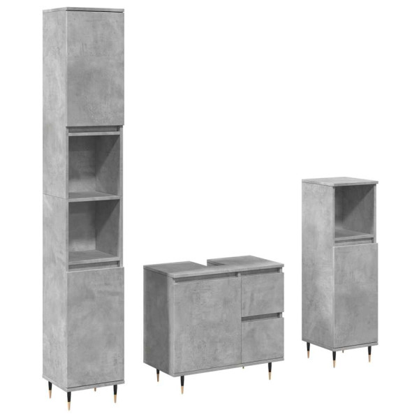Set muebles de baño 2 piezas madera contrachapada gris hormigón M 2