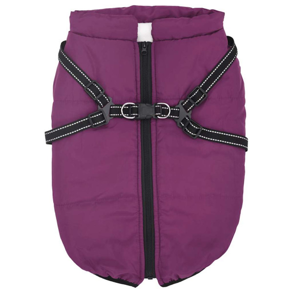 Abrigo para perro con arnés impermeable reflectante 4XL morado M 2