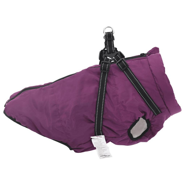 Abrigo para perro con arnés impermeable reflectante 4XL morado M 4
