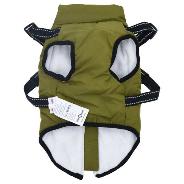 Abrigo perro arnés impermeable reflectante 2XL verde militar M 5