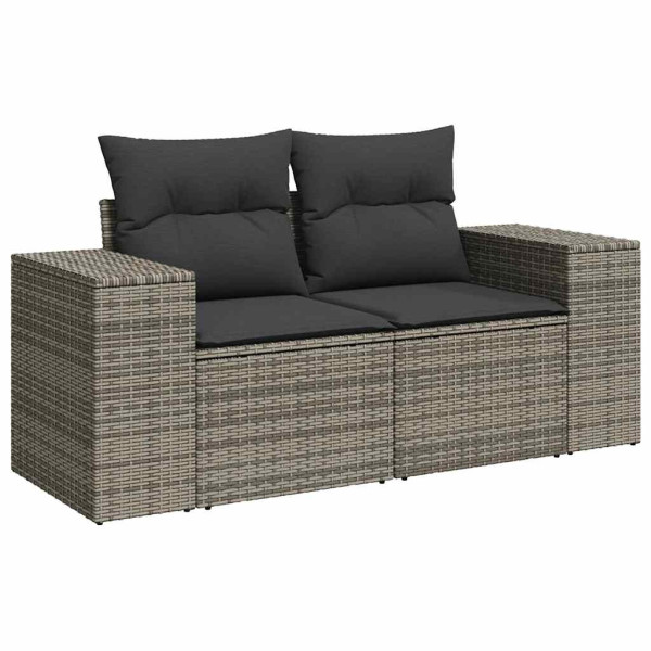 Set de muebles de jardín 6 pzas y cojines ratán sintético gris M 4