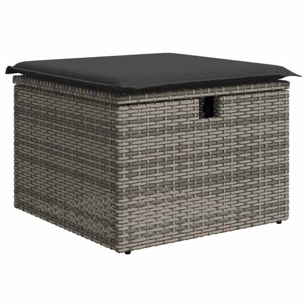 Set de muebles de jardín 6 pzas y cojines ratán sintético gris M 5