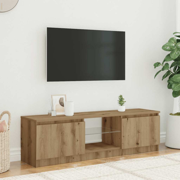 Mueble de TV luces LED madera roble artisan 120x30x36 cm M 3