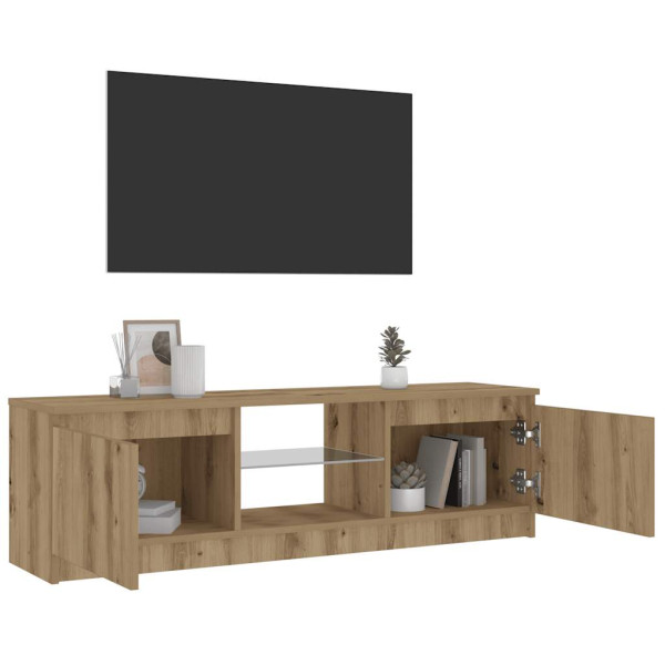 Mueble de TV luces LED madera roble artisan 120x30x36 cm M 4