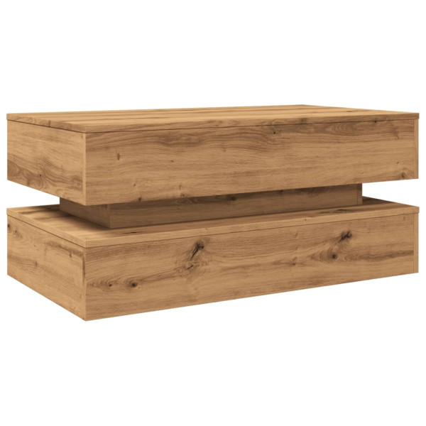 Mesa de centro con luces LED roble artisian 90x50x40 cm M 3