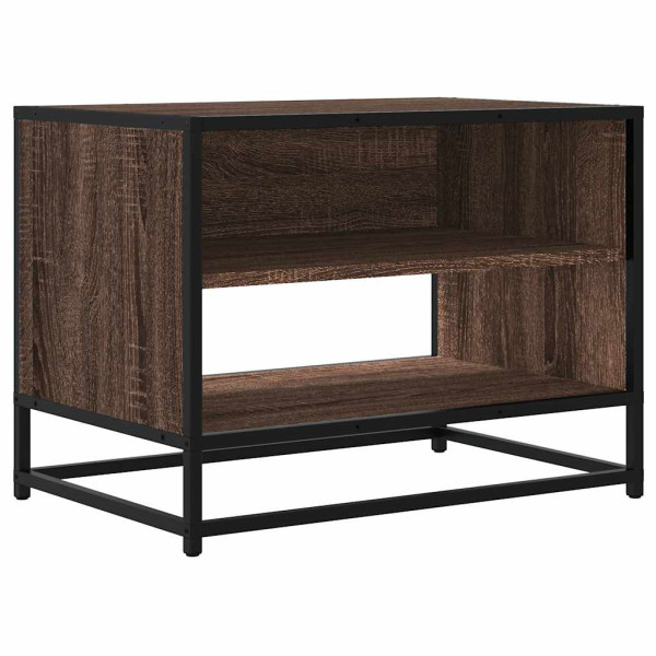 Mueble TV metal y madera ingeniería marrón roble 61x40x46 cm M 2