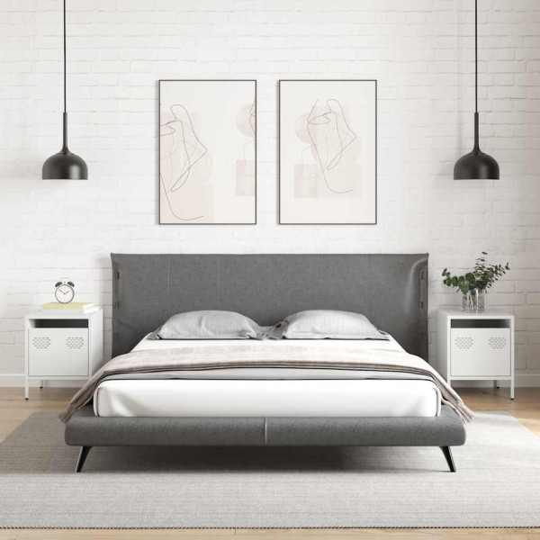 Mesas de cabeceira 2 pcs 35x39x43.5 cm aço branco M 3