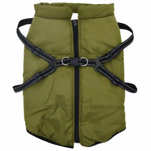 Abrigo perro arnés impermeable reflectante 3XL verde militar H