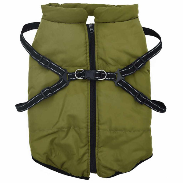 Abrigo perro arnés impermeable reflectante 3XL verde militar M 2