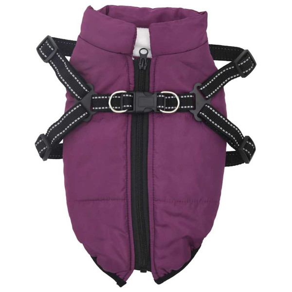 Abrigo para perro con arnés impermeable reflectante XL morado M 2