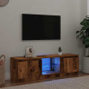 Mueble TV luces LED madera ingeniería envejecida 140x40x35.5 cm 1