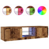 Mueble TV luces LED madera ingeniería envejecida 140x40x35.5 cm 2