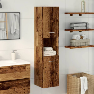 Armario pared baño madera ingeniería envejecida 30x30x130 cm H