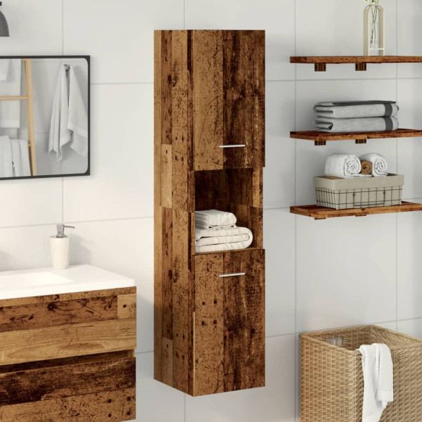 Armario pared baño madera ingeniería envejecida 30x30x130 cm M 2