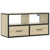 Mueble TV madera ingeniería y metal roble Sonoma 80x31x39.5 cm 2