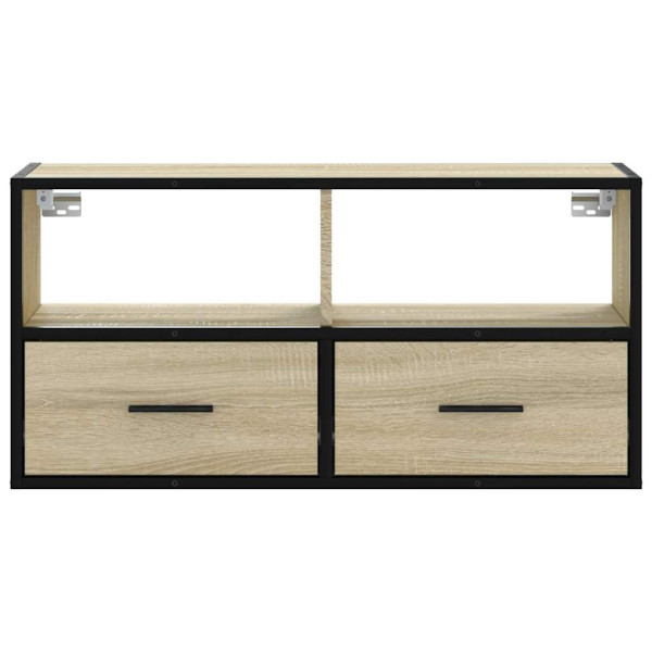 Mueble TV madera ingeniería y metal roble Sonoma 80x31x39.5 cm M 4