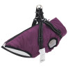 Abrigo para perro con arnés impermeable reflectante L morado 1