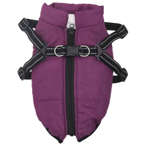 Abrigo para perro con arnés impermeable reflectante L morado H