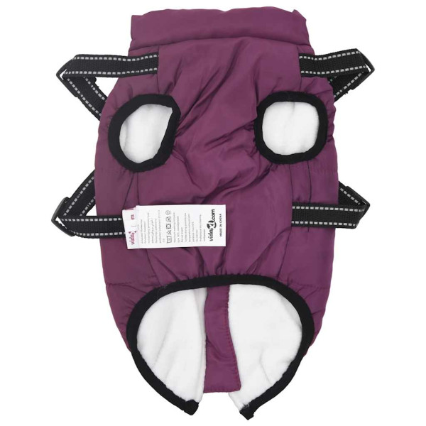 Abrigo para perro con arnés impermeable reflectante S morado M 5
