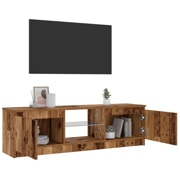 Mueble TV luces LED madera ingeniería envejecida 120x30x36 cm M 4