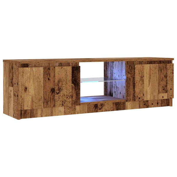 Mueble TV luces LED madera ingeniería envejecida 120x30x36 cm M 5