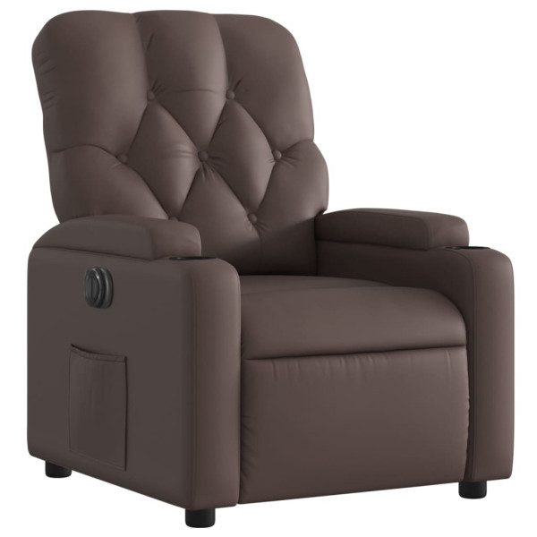Sillón reclinable eléctrico de cuero sintético marrón M 3