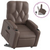 Sillón reclinable elevable cuero sintético marrón 2