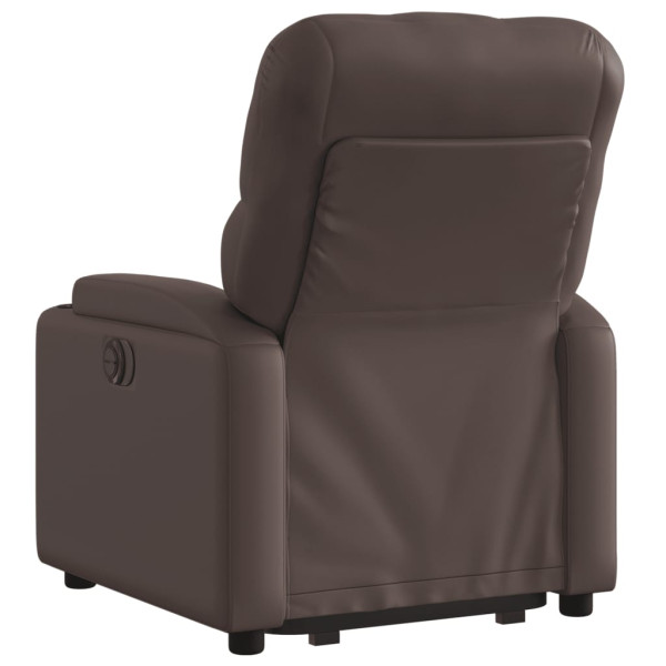 Sillón reclinable elevable cuero sintético marrón M 4