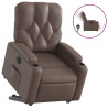 Sillón reclinable elevable eléctrico de cuero sintético marrón 2