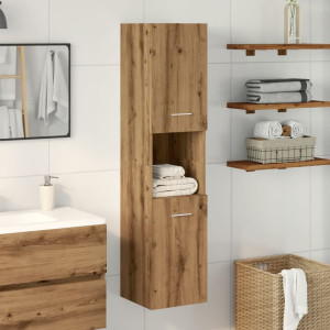 Armario pared baño madera ingeniería roble artisian 30x30x130cm H