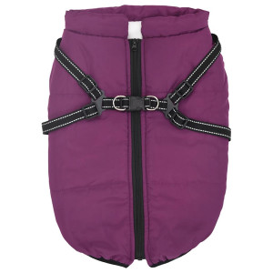 Abrigo para perro con arnés impermeable reflectante 5XL morado H