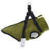 Abrigo perro con arnés impermeable reflectante M verde militar 4
