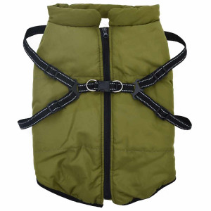 Abrigo perro arnés impermeable reflectante 4XL verde militar H