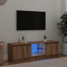 Mueble de TV luces LED madera roble artisan 140x40x35.5 cm 1