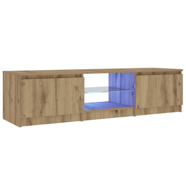 Mueble de TV luces LED madera roble artisan 140x40x35.5 cm M 5