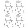 Cadeiras de jantar dobráveis 4 pcs couro artificial branco 1