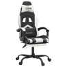 Silla gaming con reposapiés cuero sintético negro blanco 2